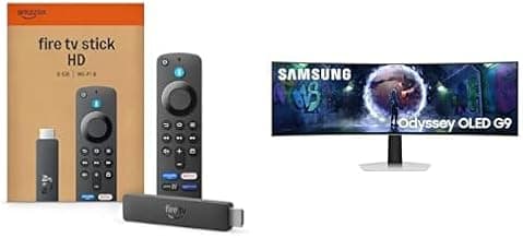 Samsung 49" (124.4cm) Odyssey OLED G9 Curved Gaming Monitor | LS49DG930SWXXL | Silver and Amazon Fire TV Stick HD (newest model) Combo, save extra