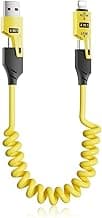 VEDORA Spring 4 in 1 Cable, 65W Fast Charging, USB to Lightning, USB to Type-C, Coil Wire, for iPhone and Android
