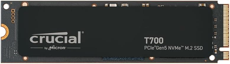CrucialT700 4TB Gen5 NVMe M.2 SSD - Up to 12,400 MB/s - DirectStorage Enabled - CT4000T700SSD3 - Gaming, Photography, Video Editing & Design - Internal Solid State Drive