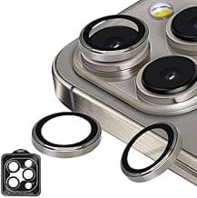 I CreatorCamera Lens Protector - Natural | Individual Titanium Ring Protector | Shatterproof and Scratch Resistant | Crystal Clear Glass Lens With Precise Fit | For iPhone 15 Pro Max/Pro