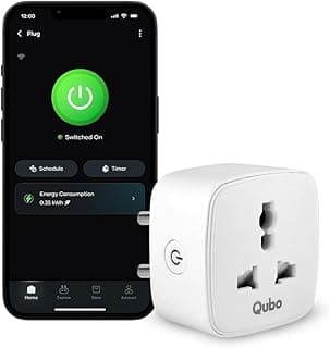 Qubo 10A Wi-Fi + Bluetooth Smart Plug | Energy Monitoring | Ideal for Small Devices Like TVs, Air Purifiers, Mobile & Laptop Chargers | Voice Control with Alexa & Google Assistant | From Hero Group