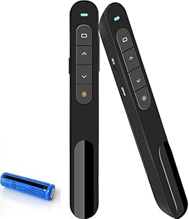 VIBOTON Laser Pointer | Up to 20m Wireless Range | Wireless Presenter for Presentation | Slide Changer, USB Power Point Remote Control Pen PPT Controller with Clip (Black) - 2 Years Warranty