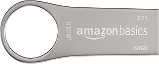Amazon Basics 64 GB USB 3.0 Pen Drive | Flash Drive | Read Speed Upto 120 MB/s | with Key Ring | Metallic (Silver)