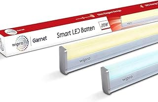 wipro Smart Wi-Fi 20W CCT LED Batten | White Tunable | Dimmable | Scheduling | Scene Creation | Smart Grouping of Lights | Control from Anywhere | Amazon Alexa & Google Asst. Compatible | Pack of 1