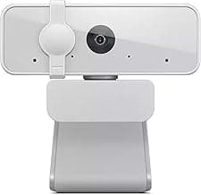 Lenovo 300 FHD Webcam with Full Stereo Dual Built-in Mics | FHD 1080P 2.1 Megapixel CMOS Camera with USB |Ultra-Wide 95° Lens, 4X Digital Zoom | 360 Rotation | Flexible Mount | Cloud Grey