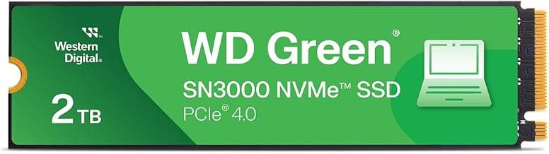 Western Digital 2TB WD Green SN3000 NVMe Internal SSD - Solid State Drive - Gen4 PCIe, M.2 2280, Up to 5,000 MB/s - WDS200T4G0E