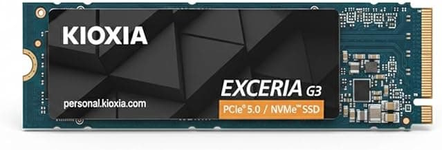 KIOXIA EXCERIA G3 2TB NVMe SSD, up to 10000MB/s R, 5Y Warranty, PCIe Gen5 NVMe M.2 (2280) | Interna| Best for AI Computing and Gaming Storage TBW1200