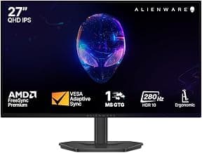 Alienware AW2726DL 27" QHD Monitor|280Hz Refresh, IPS Panel|AMD FreeSync Premium+VESA AdaptiveSync|1ms GTG Extreme|Height Tilt Swivel Pivot|1000:1 Contrast|400 cd/m2 Brightness|93% DCI-P3|HDMI, DP 1.4
