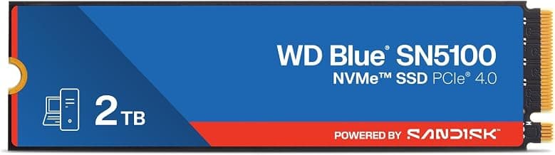 Western Digital WD Blue SN5100 NVMe 2TB, Upto 7100MB/s R, 5Y Warranty, PCIe Gen 4 NVMe M.2 (2280), Internal Solid State Drive (SSD) (WDS200T5B0E-00CPE0)