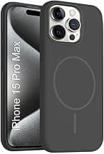 iPhone 15 pro Max Silicone Magsafe Case | Shock Proof Design & Camera Protection | Premium Rubberised Apple iPhone 15 pro Max Cover (Microfiber Lining) | Magnetic Liquid Silicone - Black