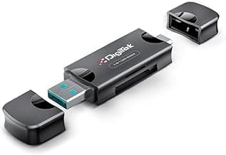 Digitek DCR-007 USB-A 3.0 & Type-C High-Speed Multi-Card Reader, Supports SD, SDHC, SDXC, Micro SD, Micro SDHC & Micro SDXC Memory Cards, Data Transfer Adapter