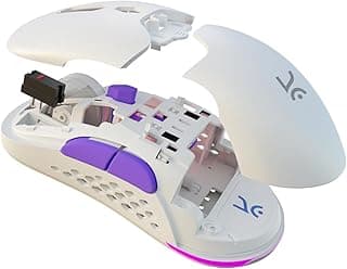 Kreo Chimera V2 RGB Wireless Gaming Mouse with Hot-swappable 50M Switches, Dual Magnetic Shells, 6 Programmable Buttons, Triple-Mode Connectivity & Adjustable DPI up to 12000 (White, Chimera V2)