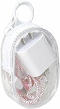 Transparent Cable Organizer Case with Carabiner Clip, Zipper Storage Pouch for Mobile Charger, USB Cable, Earphones and Electronic Accessories