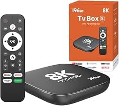 GADGETSWEARi96 Smart Android TV Box, 1080P Ultra HD Streaming Media Player with Voice Remote, Android 14.0, 1GB RAM, 8GB Storage, Dual Band WiFi 5, Bluetooth 5.0, Free 1 Month Subscription