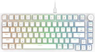 Cosmic Byte CB-GK-42 Phantom TKL Gasket Mechanical RGB Wired Keyboard, Pre-Lubed Outemu Red Switches, 1000Hz Polling, Software, Per-Key RGB, Swappable Switches, Volume Roller, USB C Port (White)