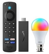 AmazonFire TV Stick HD and Wipro Simple Setup 9W LED Smart Bulb Combo