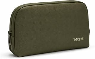 TEKNE Mini Tech Organizer Pouch | Water-Resistant Gadget Organizer with Multiple Compartments & SBS Zippers | Travel & Office Use – Green