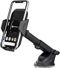 Portronics Clamp M Car Mobile Holder with 360° Rotational, Strong Suction Cup, One Click Release Button Compatible with 4 to 6 inch Devices(Black)