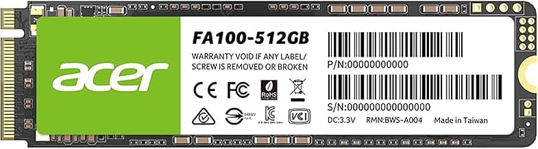 Acer FA100 512GB PCIe Gen3 x4 NVMe 3D NAND SSD M.2 Internal SSD-3200MB/s R, 2200MB/s W Speed