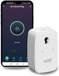 AZIOT 16A Smart Plug with Energy Monitoring, WiFi & Bluetooth, Suitable for Large Appliances like Geysers, Microwave Ovens, Air Conditioners. Works with Alexa & Google Home