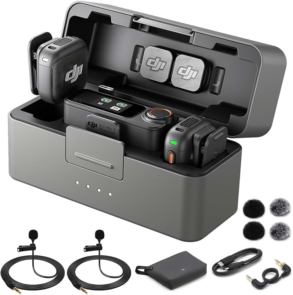 DJI Single Transmitter Mic Mic 2 Dual-Channel Wireless Microphone with Intelligent Noise Cancelling - 18-Hour Total Battery (Rev 2)
