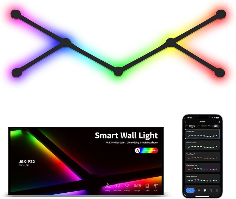 Nanoleaf Shapes Hexagons Smarter Kit Modular RGB LED Wall Lights - Ultra Docking Auto-Empty Kit (Gen 3)