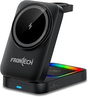 Frontech 3-in-1 Magnetic Wireless Charger with Night Light | Fast Charging | Type-C Input | Foldable Stand | for iPhone, AirPods & Apple Watch | 1 Year Warranty (CCH-0017B)