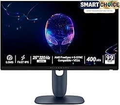 Alienware AW2525HM 25" Gaming Monitor (SmartChoice)|FHD 320Hz Fast IPS|0.5ms GTG|NVIDIA G-Sync+AMD FreeSync Premium|Esports Grade Gameplay|Height Tilt Swivel Pivot|400nits|Sleek Black Design|DP+HDMI