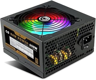 Circle CG RAW Power 650 WATTS Gaming Power Supply/PSU - Non-Modular | 80 Plus Bronze Certified | 120mm RGB Fan | with Active PFC, Flat Black Cables | 650 Watt -Black