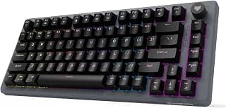 EvoFox Katana X2 TKL Gaming Mechanical Keyboards Wireless –Tri-Mode (BT/2.4G/Wired), Silent Red Switches, 1000Hz Polling Rate, Vivid and Dynamic Backlighting, 4000mAh Battery,Volume Knob (Black)