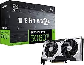 MSI GeForce RTX 5060 Ti 8G Ventus 2X Plus Graphic Card - NVIDIA GeForce RTX 5060 Ti GPU, 8GB GDDR7 128-bit Memory, 28 Gbps, PCI Express Gen 5 x16 Interface, Upto 2602 MHz, STORMFORCE Fan