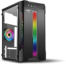 Frontech Inferno Gaming Computer Cabinet, ATX & mATX PC Case, Tempered Glass Side Panel, Front RGB LED Strip, 80mm RGB Fan, USB 3.0, HD Audio (FT-4346)