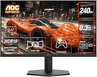 AOC 24G11ZE 23.8" FHD IPS Gaming Monitor - Black | 240Hz Refresh| 0.3ms MPRT, 1920 X 1080|Adaptive Sync| HDR10| 3-Sided Frameless| Low Input lag|Flicker Free| Low Blue Mode