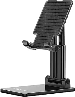 WeCool T2 Foldable and Portable Tabletop Mobile Stand with Stable Base,Height and View Angle Adjustable Phone Stand,Ideal Mobile Holder for Smartphones,Tablets, Kindles