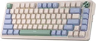 Redragon K673 PRO 75% Wireless Gasket RGB Gaming Keyboard, 3-Modes 81 Keys Compact Mechanical Keyboard w/Hot-Swap Socket, Dedicated Knob Control & Sound Absorbing Pads, Linear Red Switch|Vintage Blue