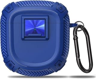 M.G.R.J® Secure Lock Clip Full Carbon Fiber Body Shockproof Shell Protective Case Cover for Bose New QuietComfort Ultra/Earbuds II, Wireless Noise Cancelling Earbuds with Keychain (Blue)