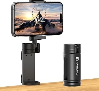 Portronics Mobot Clip Mobile Holder with 360° Adjustable Angles, Light Weight, Pocket Friendly, Mobile Stand for Table/Video Recording/Vlogging, Compatible with 4 to 6.4 inch Smartphones (Black)