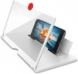 Drumstone 12-Inch HD Mobile Screen Magnifier with Foldable Stand - 3D Smartphone Video Amplifier for Movies and Gaming - Portable Screen Enlarger for All Mobile Devices - White