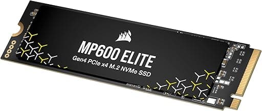 CorsairMP600 Elite 1TB PCIe Gen4 x4 NVMe M.2 SSD – Upto 7,000MB/sec – High-Density 3D TLC NAND – M.2 2280