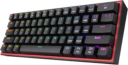 Redragon K617 Fizz 60% Wired RGB Gaming Keyboard, 61 Keys Compact Mechanical Keyboard, (Linear RED Switch), Pro Driver/Software Supported || Black