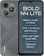 Lava Bold N4 Lite (Ghost Silver, 3GB RAM, 32GB Storage) | 6.56" qHD Display | 8MP Rear Camera | 5000 mAh Battery | Free Service @ Home | Fingerprint Reader | Charger & Phone-Cover in Box