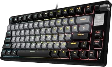 EvoFox Ronin Wired Mechanical Gaming Keyboard, 9 Layer Structure, Gasket Mount, 2 Layer Sound Dampening, 75% Layout, Red Switches, Hot Swappable, Per-Key RGB, nKey Rollover, Windows Software-Black