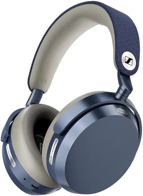 Sennheiser Unit with Travel Flight Kit Momentum 4 Wireless Audiophile Headphones with 60-Hour Marathon Battery - Matte Black Denim Headband (Rev 4)