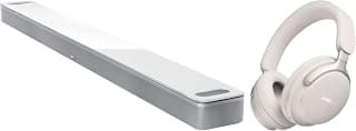 Bose Smart Soundbar Ultra White, Bundle QuietComfort Ultra Wireless Noise Cancelling Over Ear Headphones, White