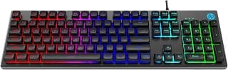 HP K500F Wired Gaming Keyboard, Backlit Membrane with Mixed Color Lighting, Metal Panel with Logo Lighting, 26 Anti-Ghosting Keys, and Windows Lock Key / 3 Years Warranty(7ZZ97AA)