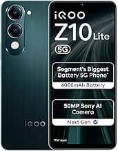 iQOO Z10 Lite 5G (Cyber Green 2026, 4GB RAM, 64GB Storage) | Dimensity 6300 5G Processor | 50MP Sony AI Camera | 6000 mAh Battery | IP64 Rated & Military Grade Shock-Resistance*