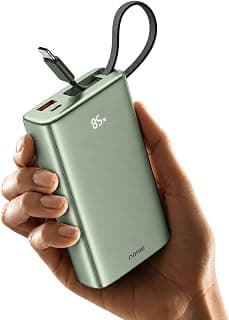 Noise Power Bank 20000mAh 45W Ultra Fast Charging: Built-in Type-C Cable, Digital Battery%, Advanced Safety Protection, Metallic Finish, Triple Device Charging, PD 3.0, BIS Certified (Green)