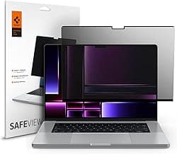 SpigenSafeView Privacy Screen Protector Guard for MacBook Pro 16 inch (M5 Pro, M5 Max 2026 / M5 2025 / M4 2024 / M3, M3 Pro, M3 Max 2023, M2 Series) [1 Pack]
