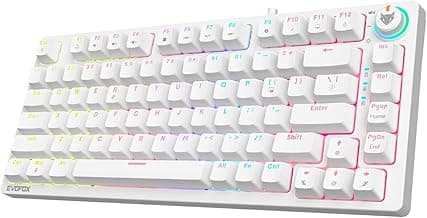 EvoFox Katana X2 TKL Mechanical Gaming Keyboard | 3‑Pin Replaceable Silent Red Switches, Dynamic Backlighting, All Keys Anti‑Ghosting, Volume Knob, Copilot, Xbox Gamebar, Screenshot & More (White)