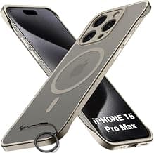 TheGiftKartHybrid Ultimate Slim Back Case Cover for iPhone 15 Pro Max Compatible with Magsafe | Lightweight Profile | Hard Back Case Cover for iPhone 15 Pro Max (PC & TPU, Natural Titanium Bumper)